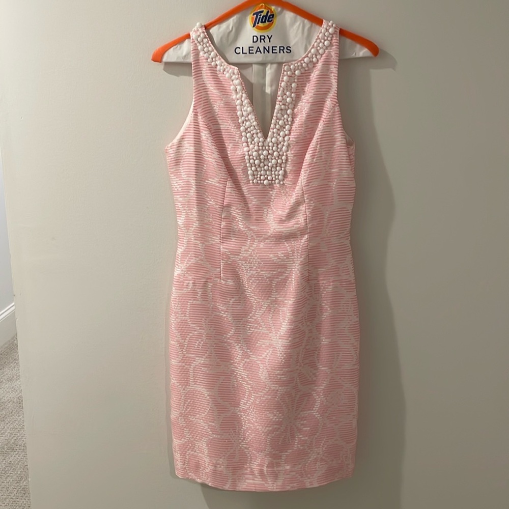 Lilly Pulitzer Beaded Pink & White Dress